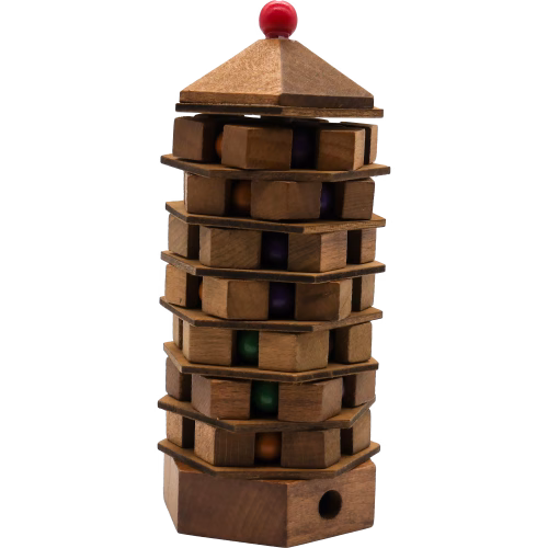Detail van de Chinese Pagoda torenpuzzel met gekleurde ballen